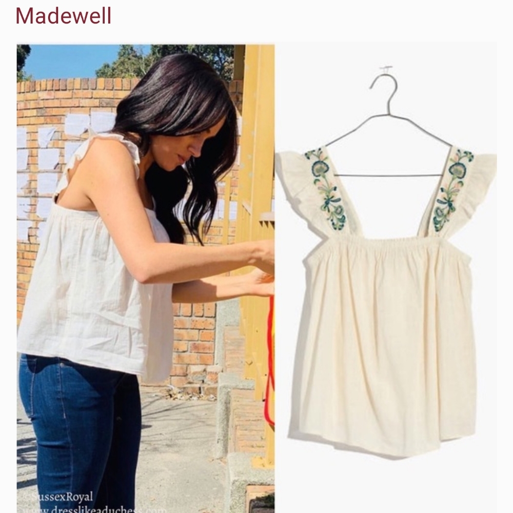 Madewell Embroidered strap swing top